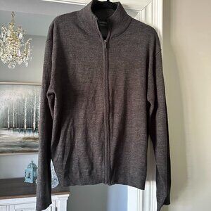 Vroom & Dreesman Dark Grey Zip-Up Sweater (Men's Large)
